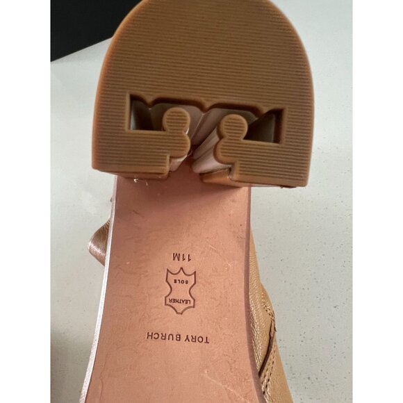 Tory Burch Brooke Stamped Heel Leather Bootie Brown Block Heel Ankle Boots Size - Picture 10 of 10